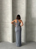 BİÇOMİ Tek omuz pliseli elbise thumbnail 7