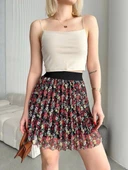 BİÇOMİ Baskılı astarlı mini etek thumbnail 5