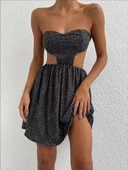 BİÇOMİ Taşlı straplez elbise thumbnail 4