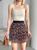 BİÇOMİ Baskılı astarlı mini etek thumbnail 2