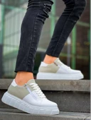 BİÇOMİ KB-X155 Kuback Beyaz Cilt Gri Süet Detaylı Beyaz Yüksek Taban Günlük Spor Ayakkabı thumbnail 2