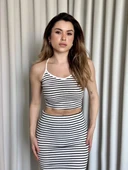 BİÇOMİ Çizgili etek crop takım thumbnail 4