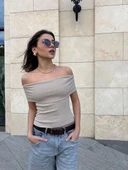 BİÇOMİ Madonna yaka sıfır kol bluz thumbnail 1