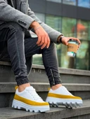 BİÇOMİ KB-056 Kuback Beyaz Sarı Detaylı Beyaz Yüksek Taban Günlük Spor Ayakkabı thumbnail 1