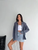 BİÇOMİ Çizgili oversize gömlek thumbnail 1