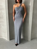 BİÇOMİ Tek omuz pliseli elbise thumbnail 6