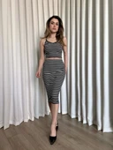 BİÇOMİ Çizgili etek crop takım thumbnail 1