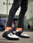 BİÇOMİ KB-X155 Kuback Beyaz Cilt Siyah Cilt Detaylı Siyah Yüksek Taban Günlük Spor Ayakkabı thumbnail 3