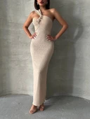 BİÇOMİ Tek omuz pliseli elbise thumbnail 1