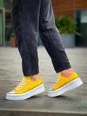 BİÇOMİ KB-CX-3 Kuback Kısa Sarı Keten Beyaz Yüksek Taban Spor Ayakkabı thumbnail 4