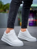 BİÇOMİ KB-X8 Kuback Beyaz Cilt Beyaz Yüksek Taban Günlük Spor Ayakkabı thumbnail 4