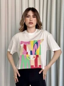 BİÇOMİ Baskılı crop tişört thumbnail 3