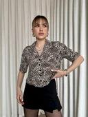 BİÇOMİ Leopar desenli crop gömlek thumbnail 3
