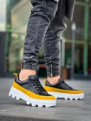 BİÇOMİ KB-056 Kuback Siyah Sarı Detaylı Beyaz Yüksek Taban Günlük Spor Ayakkabı thumbnail 2