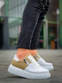 BİÇOMİ KB-X155 Kuback Beyaz Cilt Bej Süet Detaylı Beyaz Yüksek Taban Günlük Spor Ayakkabı thumbnail 3