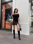 BİÇOMİ Madonna yaka sıfır kol bluz thumbnail 5