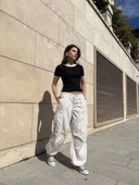 BİÇOMİ Yaka kol garnili ön parçalı bluz thumbnail 2