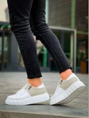 BİÇOMİ KB-X155 Kuback Beyaz Cilt Gri Süet Detaylı Beyaz Yüksek Taban Günlük Spor Ayakkabı thumbnail 5