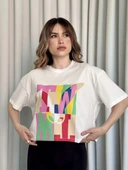 BİÇOMİ Baskılı crop tişört thumbnail 2