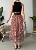 BİÇOMİ Baskılı astarlı uzun etek thumbnail 2
