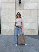 BİÇOMİ Madonna yaka sıfır kol bluz thumbnail 2