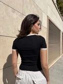 BİÇOMİ Yaka kol garnili ön parçalı bluz thumbnail 4