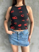 BİÇOMİ Öpücük baskılı bluz thumbnail 1