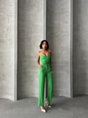 BİÇOMİ Palazzo pantolonlu alt üst takım yeşil thumbnail 2