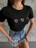 BİÇOMİ Üçlü kalp nakışlı bluz thumbnail 6