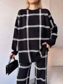 BİÇOMİ Ekoseli triko takım siyahbeyaz thumbnail 4