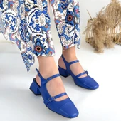 BİÇOMİ Doran Mavi Cilt Topuklu Ayakkabı thumbnail 4