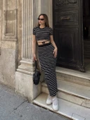 BİÇOMİ Çizgili etekli takım siyah s3609 thumbnail 1