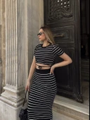 BİÇOMİ Çizgili etekli takım siyah s3609 thumbnail 6