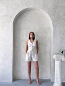 BİÇOMİ Kuşaklı şortlu tulum thumbnail 4