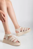 BİÇOMİ Toten Bej Cilt Kemerli Sandalet thumbnail 1
