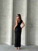 BİÇOMİ Krinkıl tek omuz uzun elbise siyah s25455 thumbnail 2