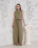 BİÇOMİ Broşlu yelek pantolon takım haki s255821 - 1