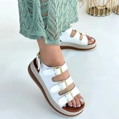 BİÇOMİ Jatay Beyaz Cilt Sandalet thumbnail 4