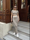 BİÇOMİ Çizgili etekli takım vizon s3609 thumbnail 8