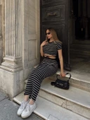 BİÇOMİ Çizgili etekli takım siyah s3609 thumbnail 8