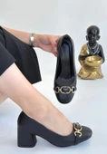 BİÇOMİ Lucky Siyah Cilt Topuklu Ayakkabı thumbnail 1