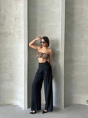 BİÇOMİ Pileli keten pantolon s255046 thumbnail 2