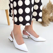 BİÇOMİ Morji Beyaz Cilt Topuklu Ayakkabı thumbnail 4