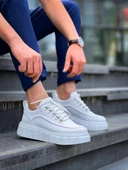 BİÇOMİ KB-X10 Kuback Beyaz Cilt  Beyaz Yüksek Taban Günlük Spor Ayakkabı thumbnail 4