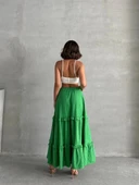 BİÇOMİ Fırfırlı brodeli astarlı uzun etek yeşil s255047 thumbnail 3