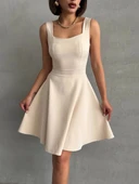 BİÇOMİ Kadın kare yaka kısa elbise s251188 thumbnail 1