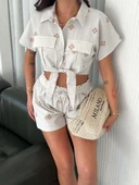 BİÇOMİ Gömlek şort keten takım s1052-1056 - 2