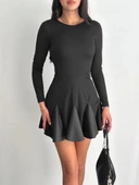 BİÇOMİ Eteği kloş crep mini elbise s1267 thumbnail 1