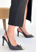 BİÇOMİ Joye Siyah Cilt Topuklu Ayakkabı thumbnail 3