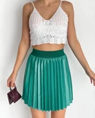 BİÇOMİ Lastikli piliseli lak etek yeşil s23901 thumbnail 2